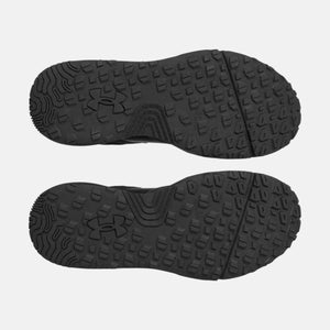 Under Armour black shoe outsoles with slip resistant tread pattern