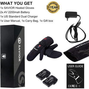 Savior Heat Unisex Rechargeable Battery Thermal Electric Heated Mittens