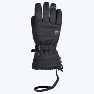 Black insulated winter glove with adjustable wrist strap and logo detail