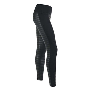 Seirus black leggings with horizontal textured pattern and solid side panels