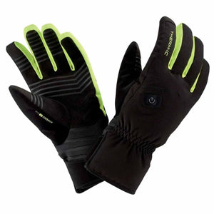 Therm-ic black and neon yellow heated gloves with power button