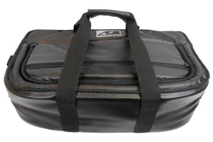 AO Coolers black carbon fiber textured soft cooler bag with top carry handles