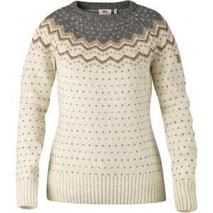 Fjallraven cream and grey patterned wool sweater with round neck