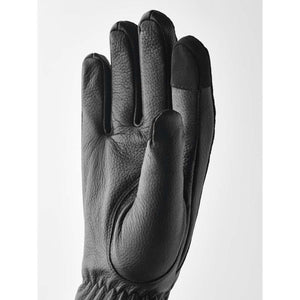 Hestra black leather glove with reinforced fingertip