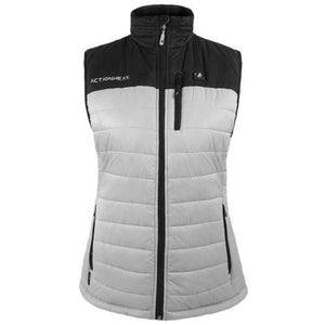 ActionHeat womens grey and black insulated heated vest with front zipper and chest pocket