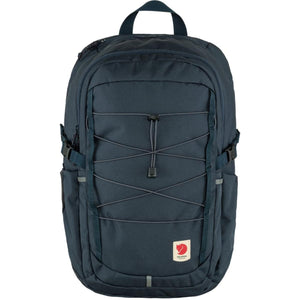 Fjallraven dark blue backpack with front bungee cord system