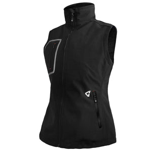 Black softshell vest with high collar and zippered pockets