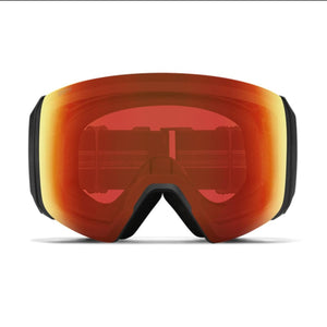 Smith Optics snow goggles with a red mirrored lens and black frame