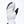 White and black leather ski mitten with elastic wrist