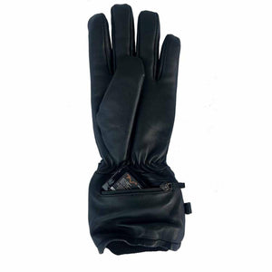 Volt Heat black leather glove with battery compartment on wrist