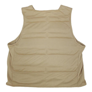 Tan weighted vest with horizontal stitched panels