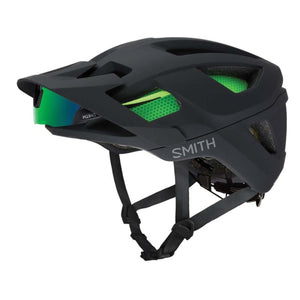 Smith Optics matte black mountain bike helmet with green interior details