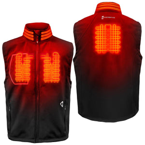 Gerbing heated vest showing front and back heating element placement