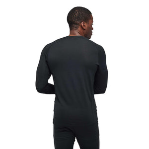 Black Diamond long sleeve base layer shirt in black viewed from the back