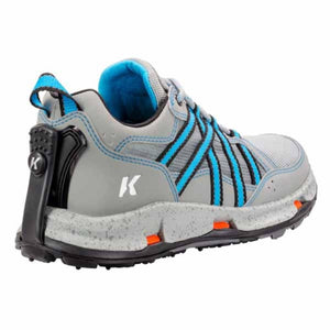 Kodiak grey and blue athletic safety shoe with black heel support