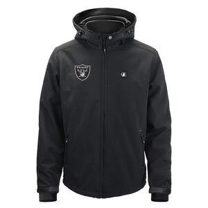 ActionHeat black hooded softshell jacket with Las Vegas Raiders logo