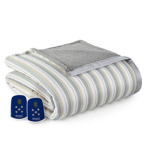 Shavel Home Products striped heated blanket with two digital controllers