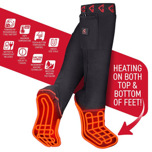 Gerbing heated socks with battery power and heating elements on top and bottom of feet