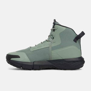 Under Armour sage green high top sneaker with black textured sole