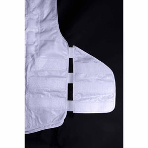 White tactical vest side panel with three velcro straps