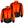Front and back view of a black heated jacket showing internal orange heating elements