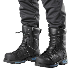Baffin black leather work boots with laces and blue sole details
