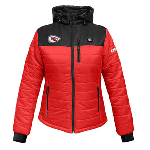 ActionHeat Kansas City Chiefs 5V Women's Colorblock Puffer Battery Heated Jacket