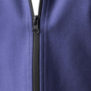 Close up of a Gobi Heat purple fleece jacket zipper