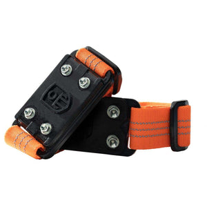 Impacto black knee pad caps with orange reflective straps