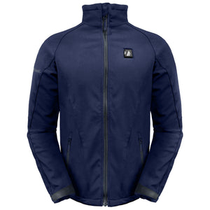 ActionHeat navy blue softshell heated jacket with front zipper and chest logo
