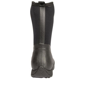 Back view of a black Muck rubber boot