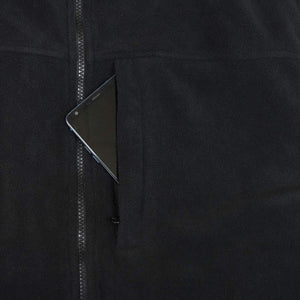 DeWalt black fleece jacket pocket with a smartphone inside