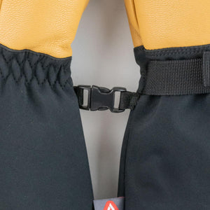 Mobile Warming gloves connected by a black plastic side release buckle
