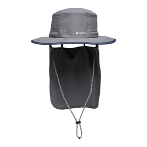 Mission grey sun hat with neck flap and adjustable chin strap