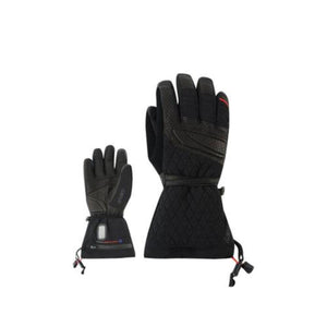 Lenz black heated gloves with quilted cuffs and adjustable wrist straps