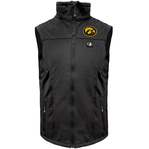 ActionHeat black heated vest with Iowa Hawkeyes logo on chest