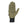 Olive green textured knit glove with black ribbed cuff and size tag