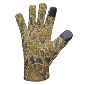 Glacier Glove camouflage pattern outdoor glove with black fingertip accents