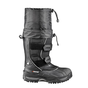Baffin black winter boot with adjustable drawstring collar and hook and loop straps