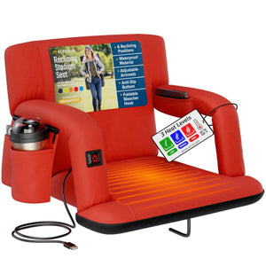 Alpcour Reclining Heated Stadium Seat with Armrests - Wide