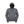 Grey pullover hoodie with black drawstring and mesh lined hood