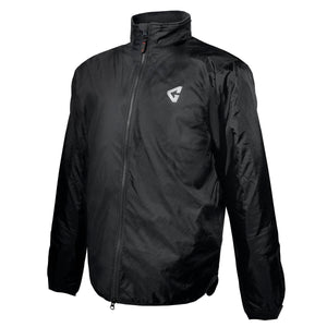 Gerbing black zip up jacket with high collar and brand logo on chest