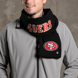 ActionHeat black San Francisco 49ers fleece scarf with team logo and text