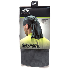 Pyramex moisture wicking grey head towel in retail packaging