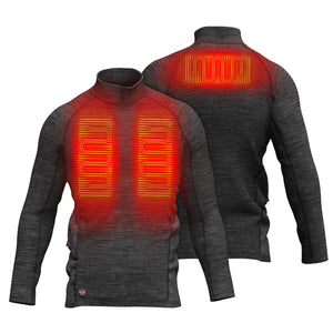 Dark grey long sleeve base layer with highlighted red heating zones on chest and back