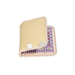 Folded HealthyLine heating mat with embedded purple fabric and circular stones