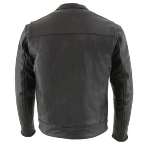Back view of a black Milwaukee Leather motorcycle jacket