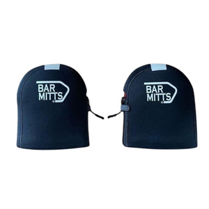 Pair of black Bar Mitts handlebar covers with white logo