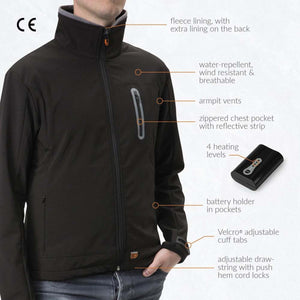 30seven Men's Heated Softshell Jacket Regular Fit