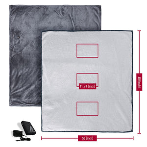 ActionHeat heated blanket measuring 50 by 60 inches with battery pack and charger